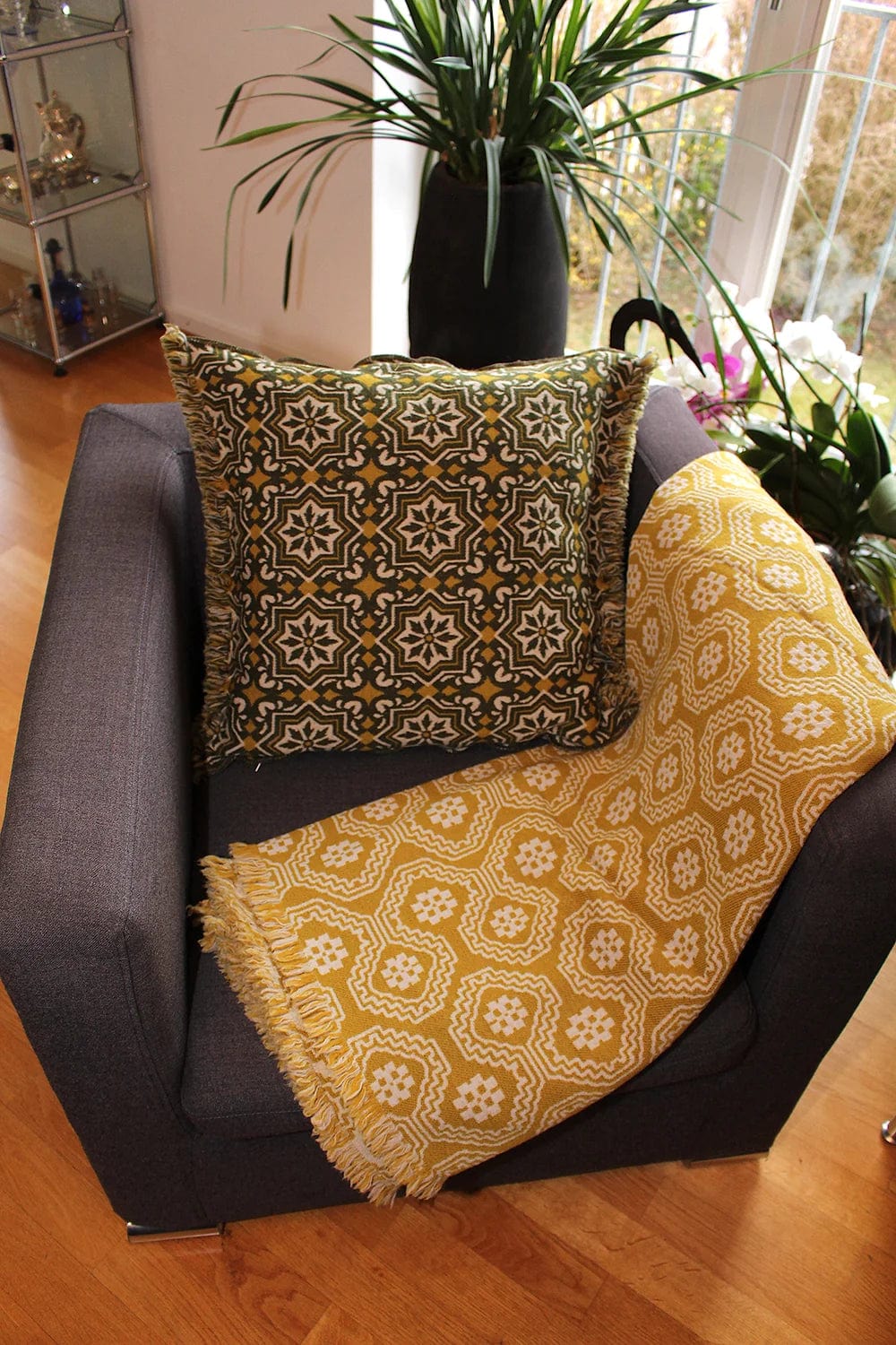 Italiving Plaid Jacquard Plaid - Merino/BW - 160x200 mit italienischem Motiv