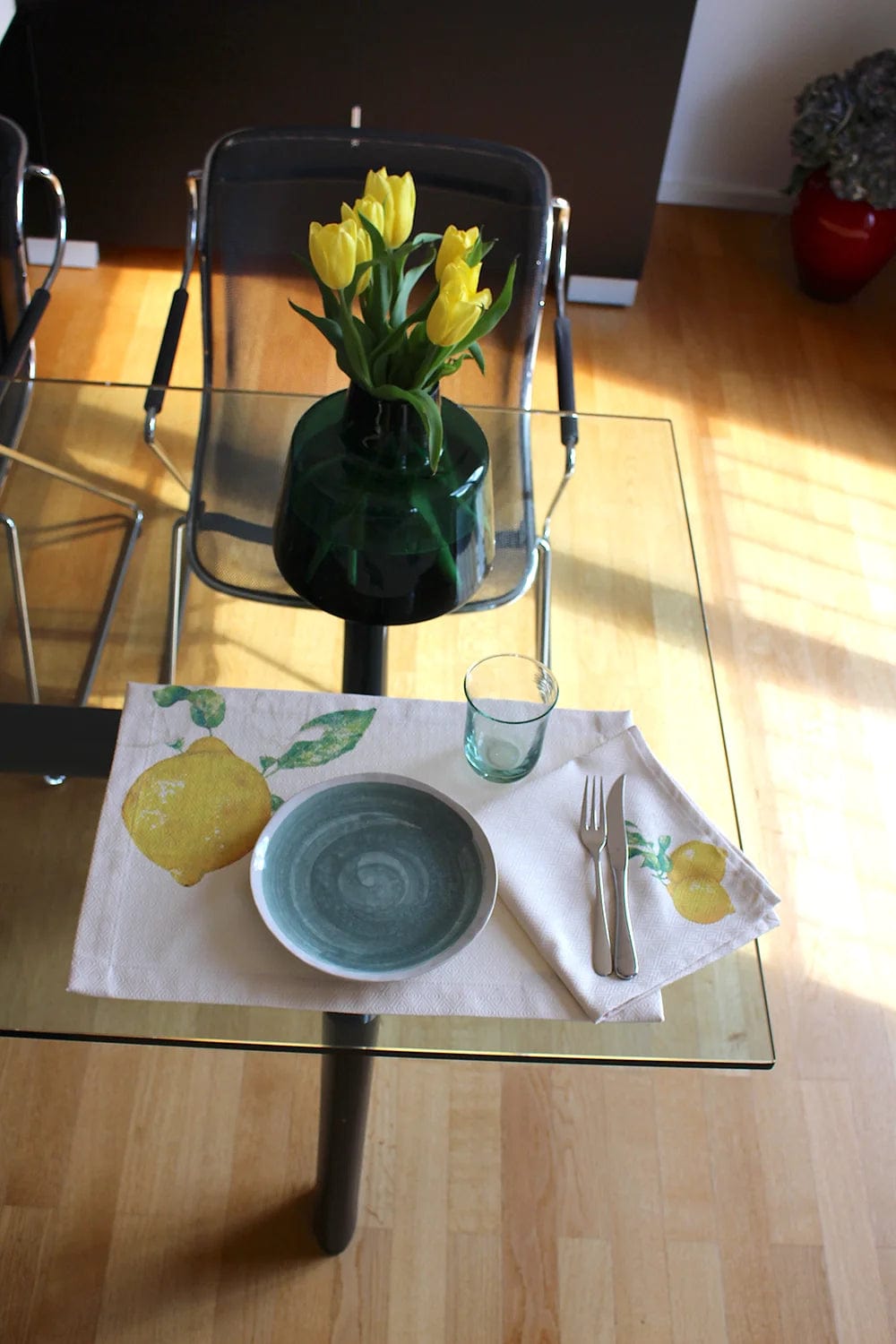 Italiving Platzset Tischset creme mit Zitronendruck - 100% BW