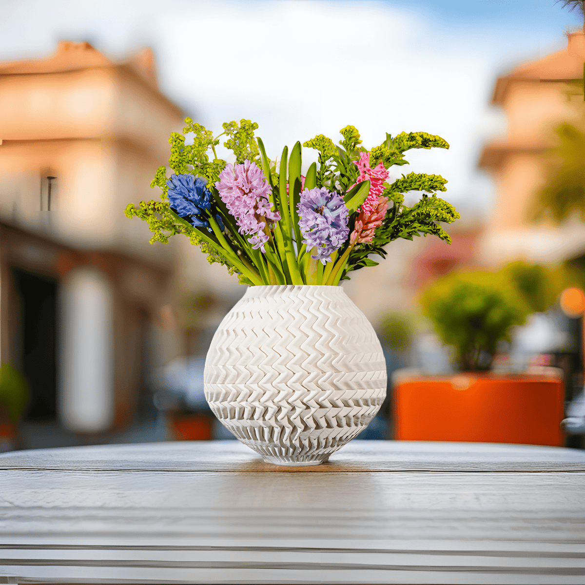 Italiving Porzellanvase Italienische Porzellanvase - reich dekoriert - Handarbeit H 22 Ø 22 cm