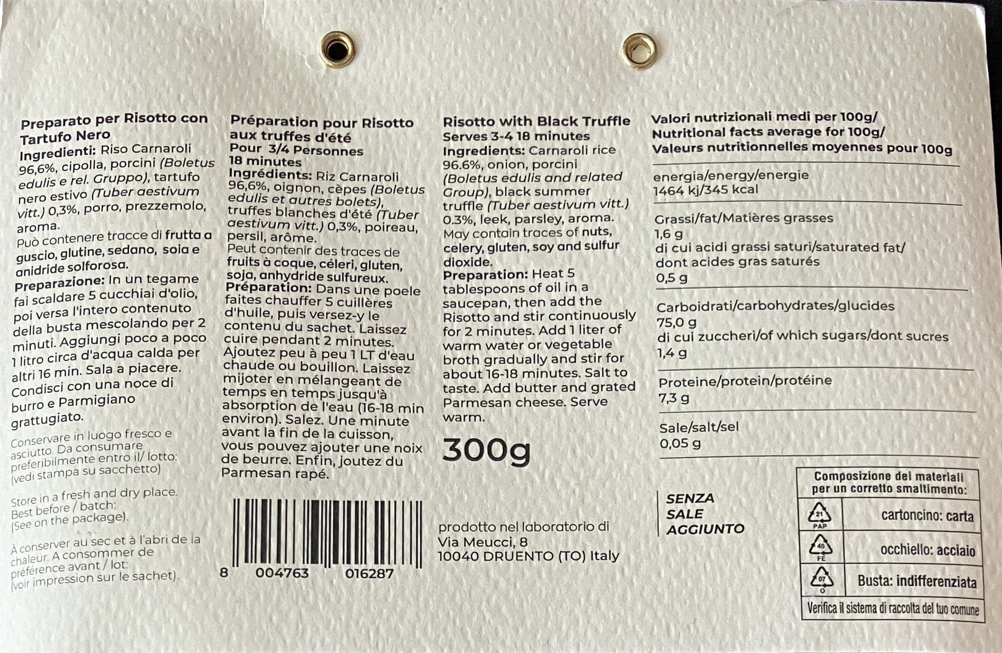 Italiving Reis Fertiggericht - Reis mit schwarzem Trüffel aus Italien