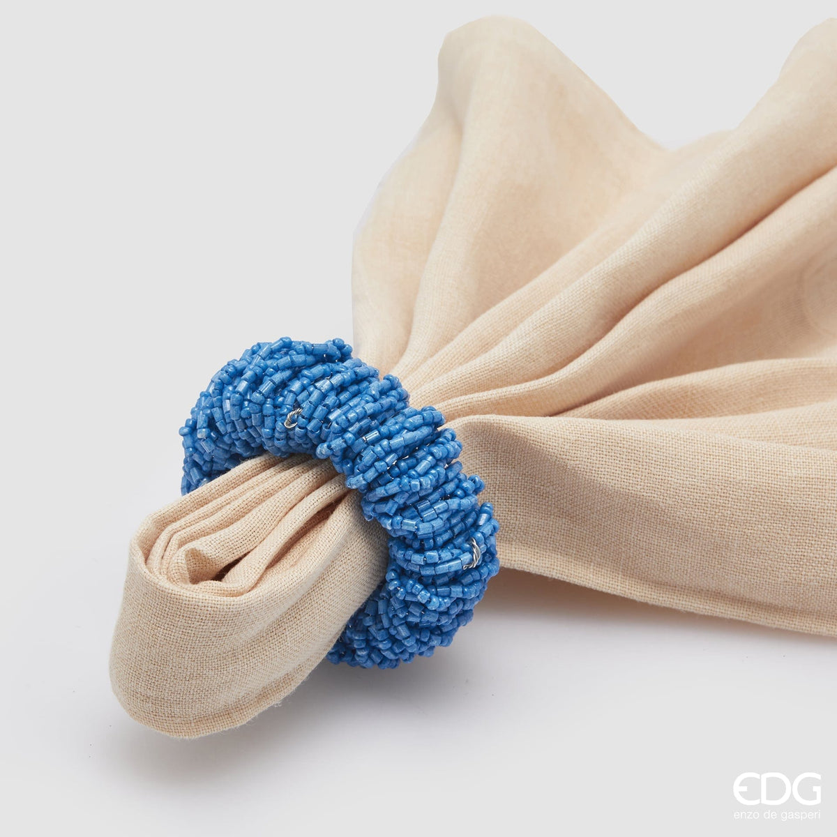 Italiving Serviettenring Azurblau 4er-Set Serviettenringe mit bunten Perlen verziert - 5 Varianten