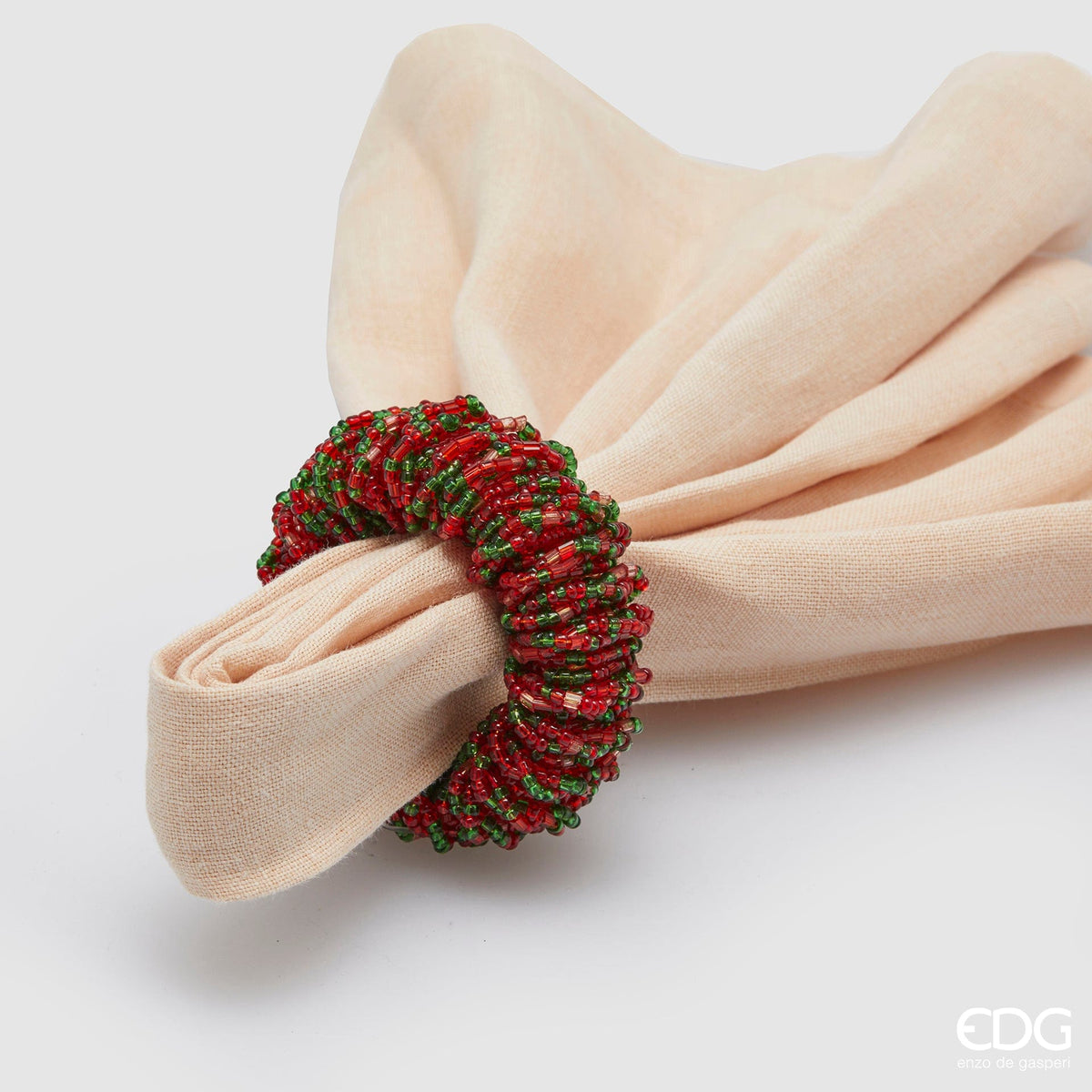 Italiving Serviettenring Rot/Grün 4er-Set Serviettenringe mit bunten Perlen verziert - 7 Varianten