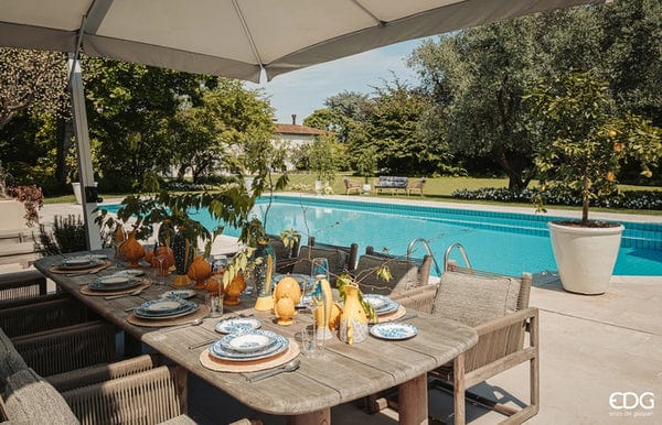 Italiving Teller Essteller Serie Capri - Porzellan weiß, blau bemalt - T 2,0 Ø 27 cm