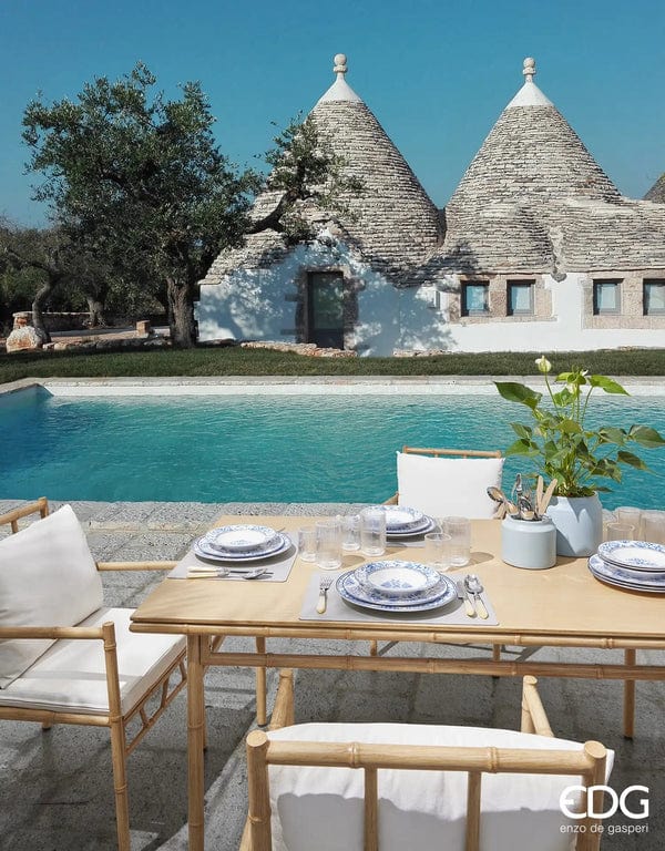 Italiving Teller Essteller Serie Capri - Porzellan weiß, blau bemalt - T 2,0 Ø 27 cm