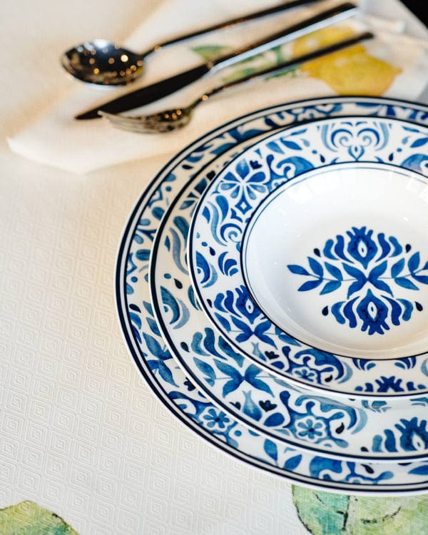 Italiving Teller Essteller Serie Capri - Porzellan weiß, blau bemalt - T 2,0 Ø 27 cm