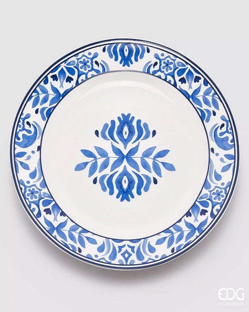 Italiving Teller Platzteller Serie Capri - Porzellan weiß, blau bemalt T 2,5 Ø 30 cm