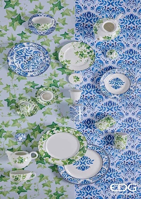 Italiving Teller Platzteller Serie Capri - Porzellan weiß, blau bemalt T 2,5 Ø 30 cm