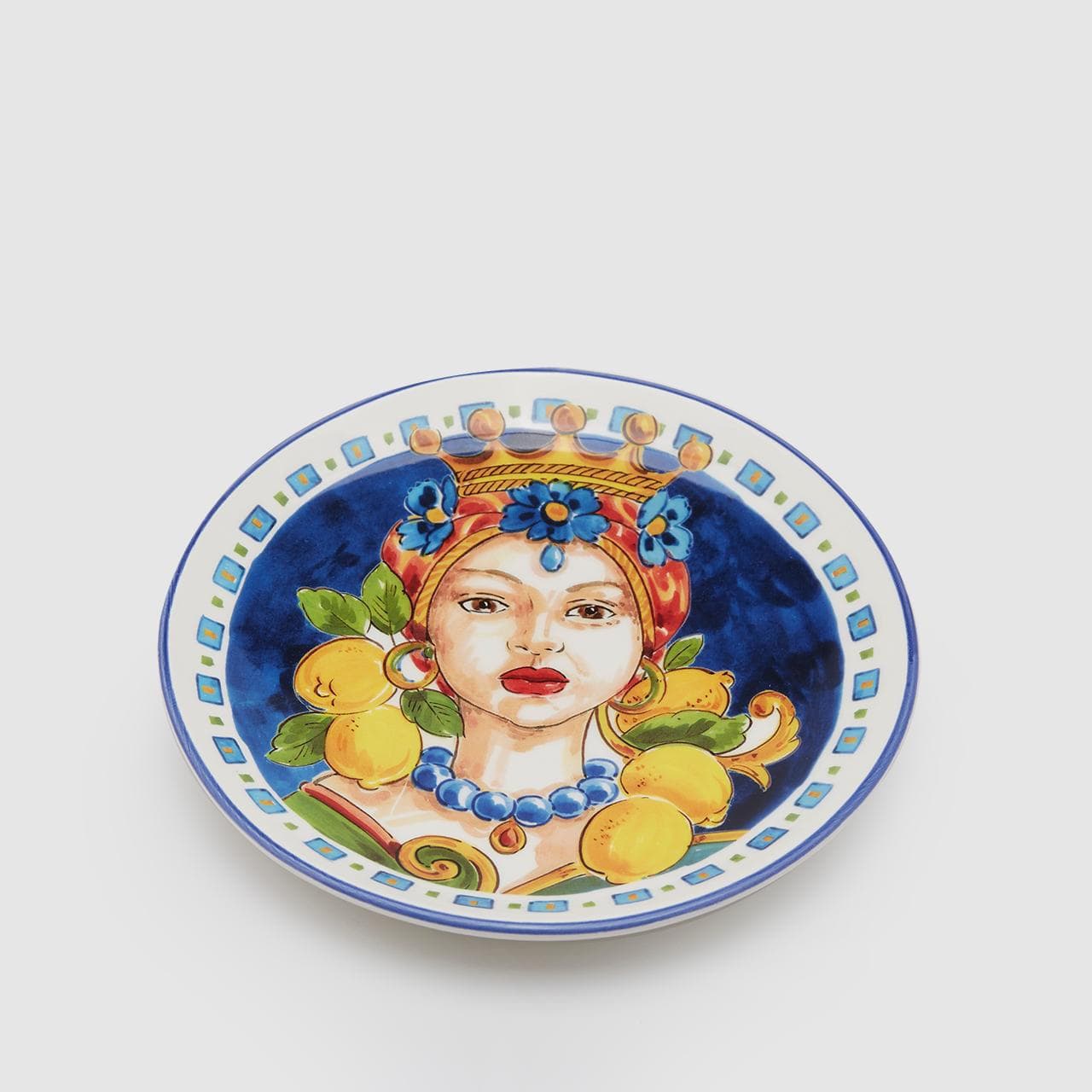 Italiving Teller Speiseteller mit buntem Motiv aus Sizilien - Keramik Tiefe 2 cm Ø 21,5 cm