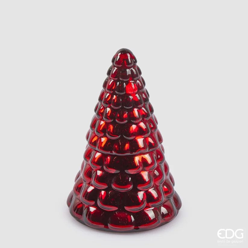 Italiving Weihnachtskerze Große rote Weihnachtskerze in einer gläsernen Pinie H 19 cm