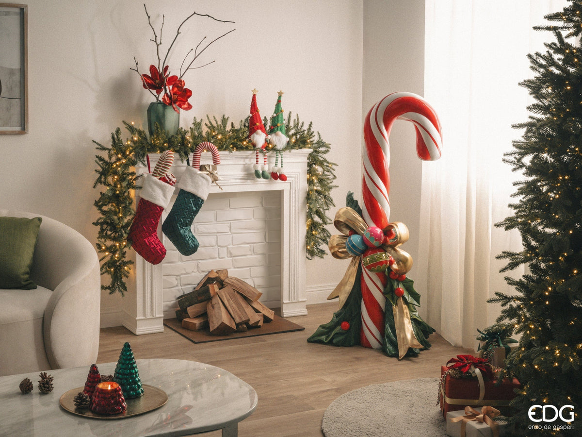 Italiving Weihnachtskerze Große rote Weihnachtskerze in einer gläsernen Pinie H 19 cm