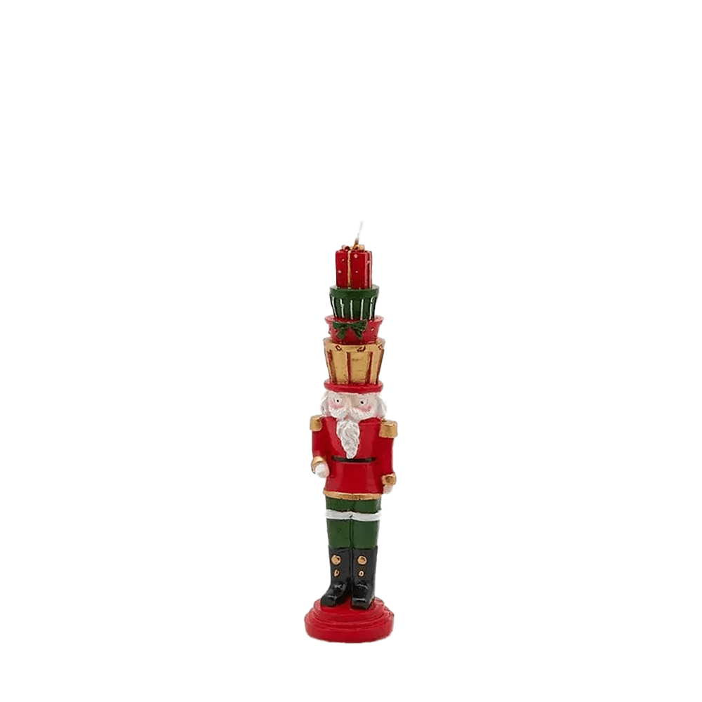Italiving Weihnachtskerze Große Weihnachtskerze als Grenadier mit Geschenken H 22 cm