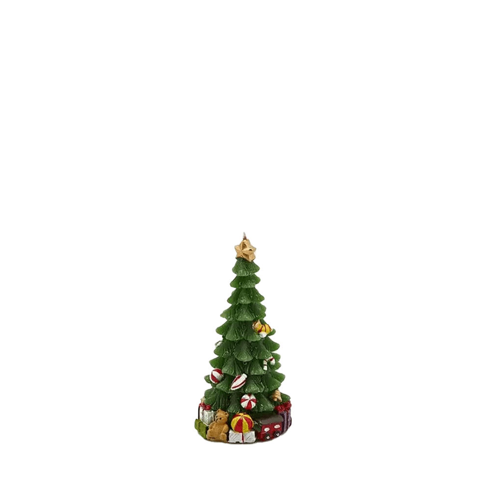 Italiving Weihnachtskerze Kleine Tannenbaumkerze mit Weihnachtsgeschenken H 12,5 cm