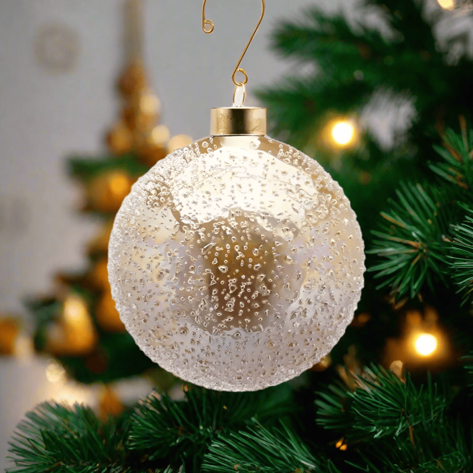 Italiving Weihnachtskugeln Designerkugel gold mit Struktur - Weihnachtsdekoration - Glas Ø 10 cm
