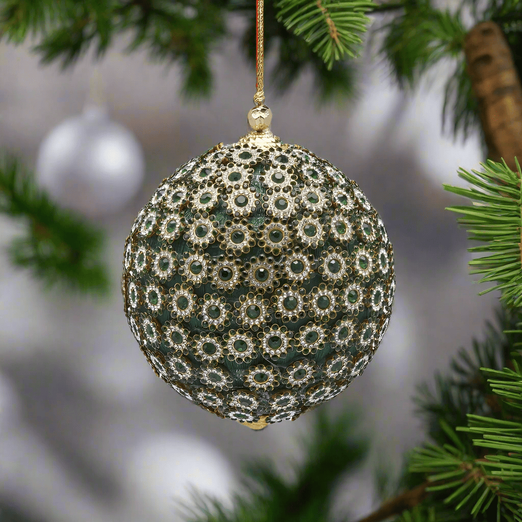Italiving Weihnachtskugeln Designerkugel mit Kristallen in 2 Farben- Weihnachtsdekoration -  Ø 10 cm