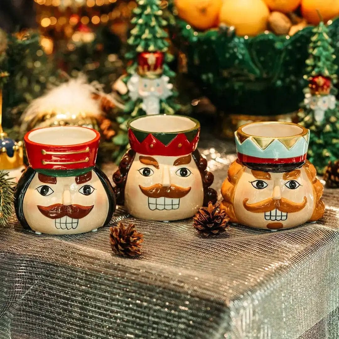 Italiving Dekovase 3er-Set Dekovasen für Weihnachten - Nussknacker Motive H 12 cm