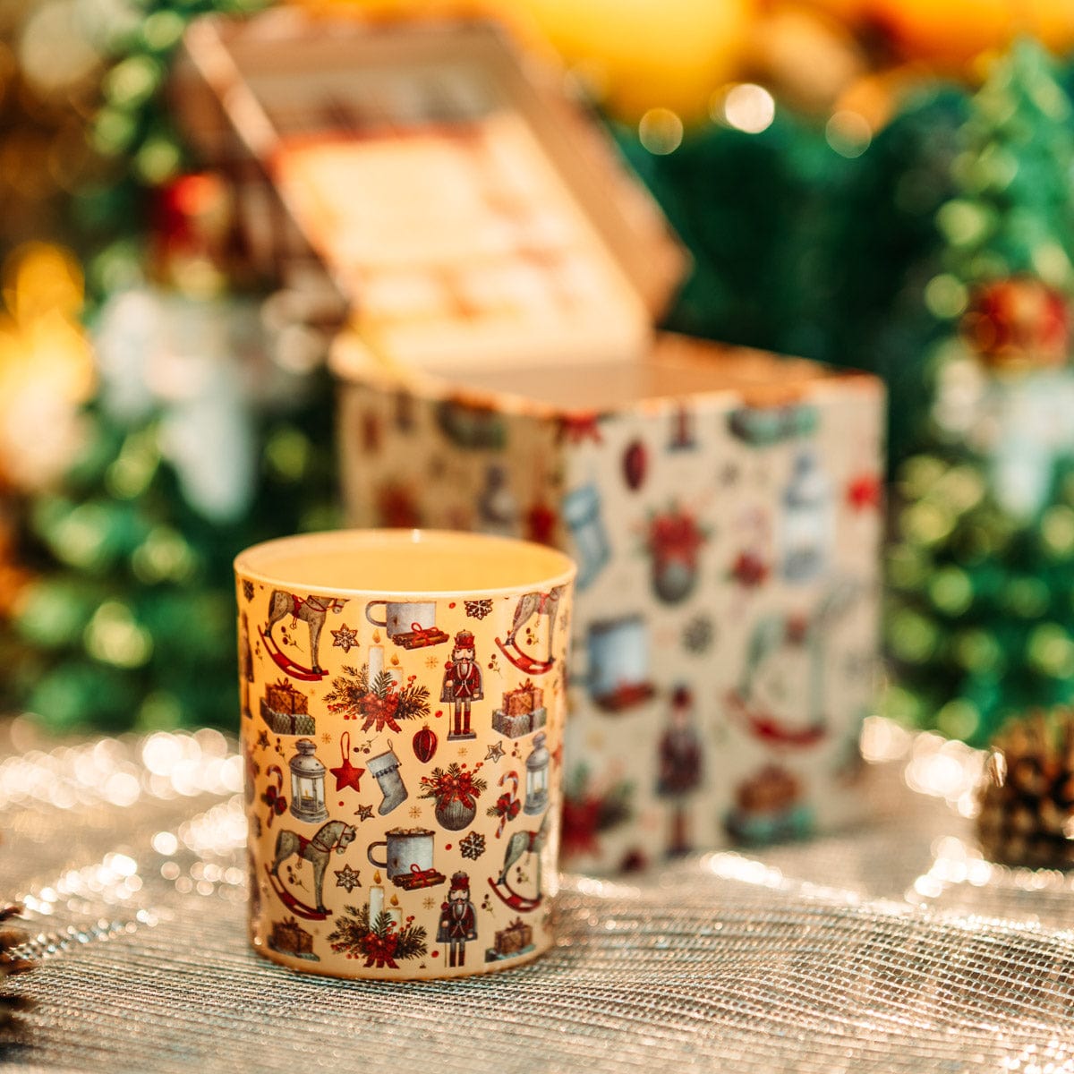 Italiving Duftkerze Duftkerze im Zierglas und Schmuckkästchen mit Weihnachtsmusik