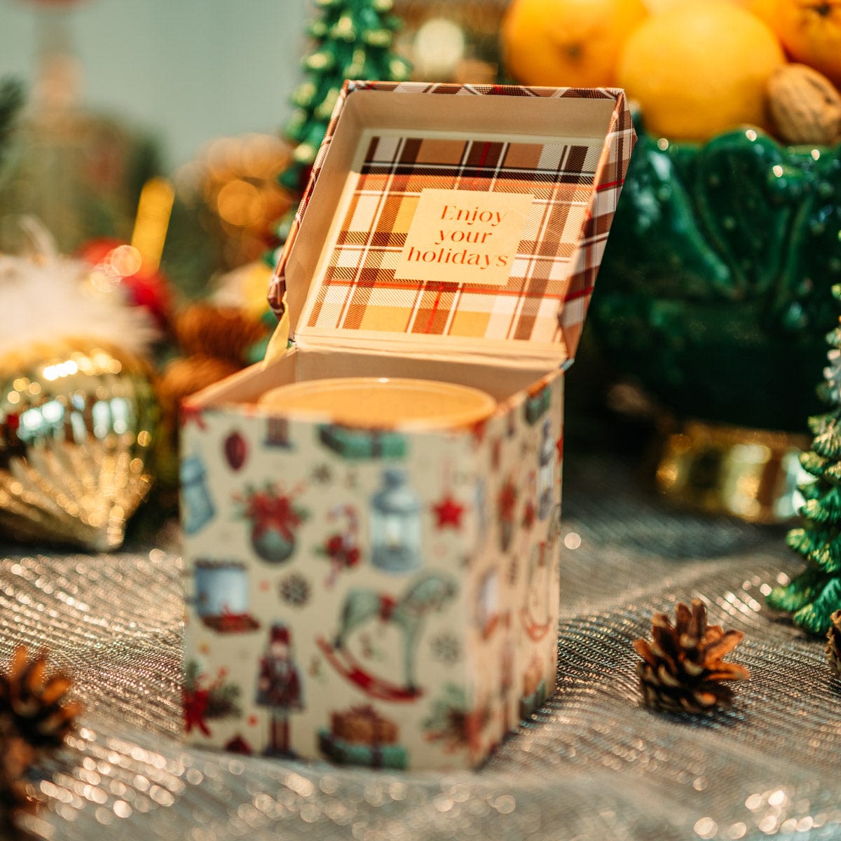 Italiving Duftkerze Duftkerze im Zierglas und Schmuckkästchen mit Weihnachtsmusik
