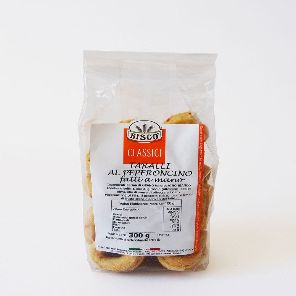 Italiving Gebäck Hausgemachte Taralli mit Peperoni aus Apulien