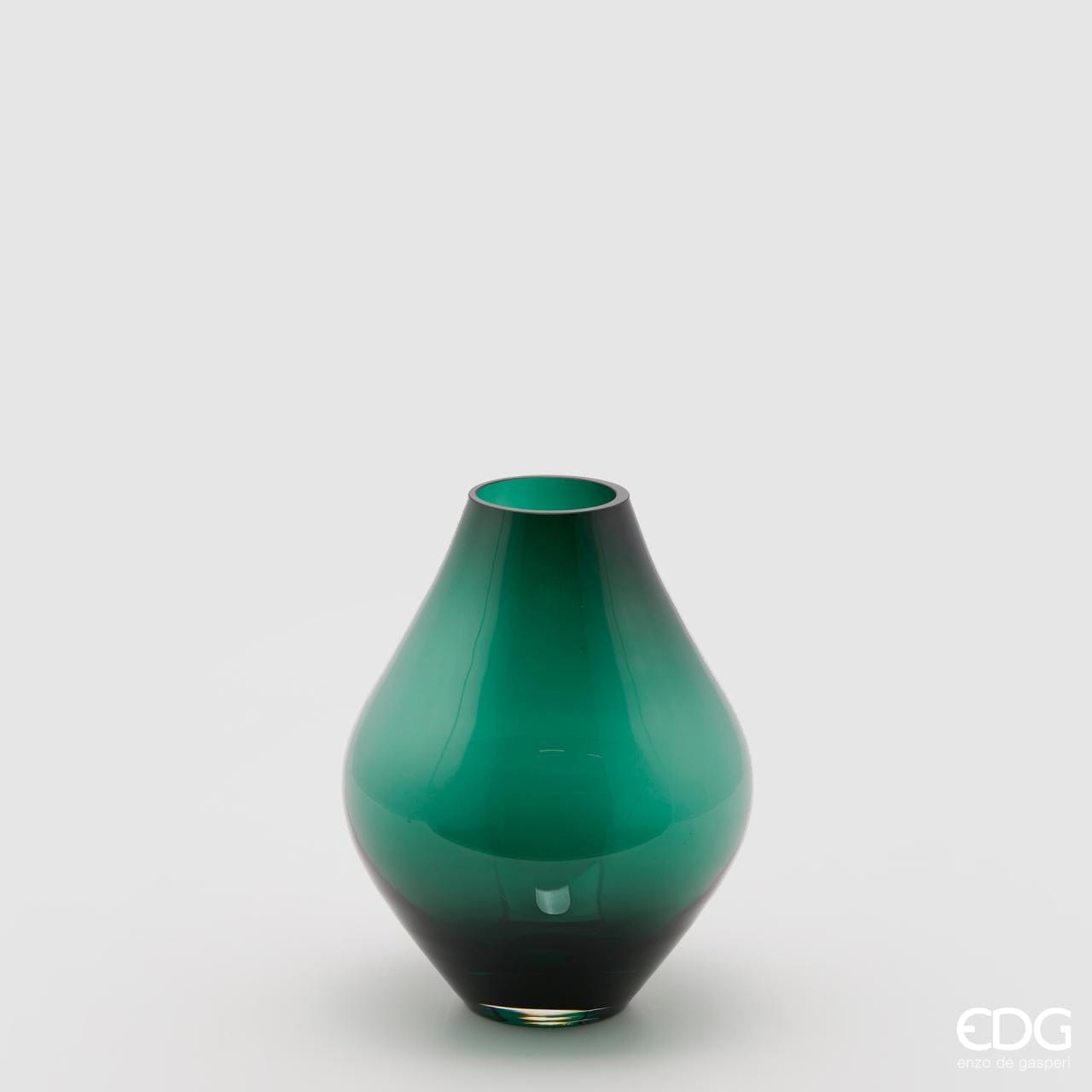 Italiving Glasvase Designervase aus Glas Smaragdgrün ausgefallene Form H 28 cm Ø 20 cm