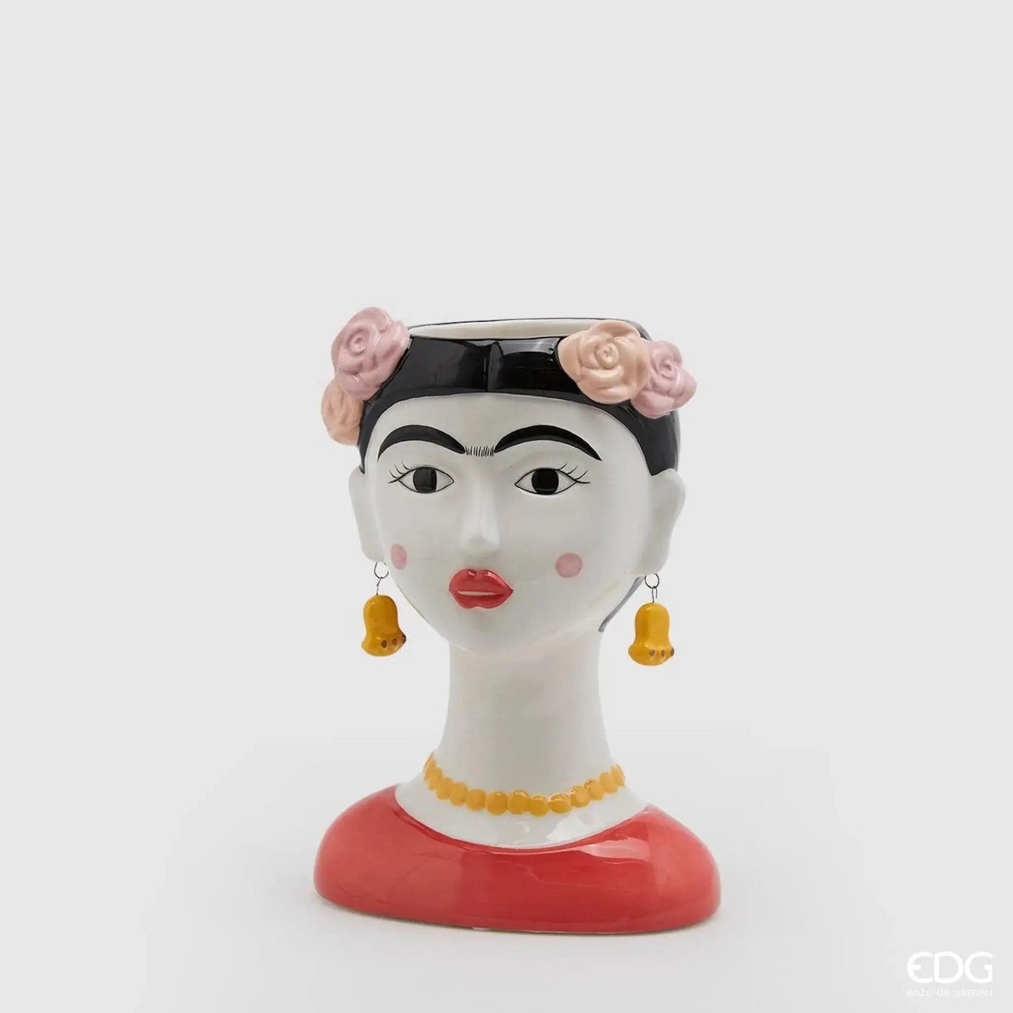 Italiving Keramikvase Blumenvase Frida Kahlo - glasierte Keramik Höhe 22 cm Ø 15/12 cm