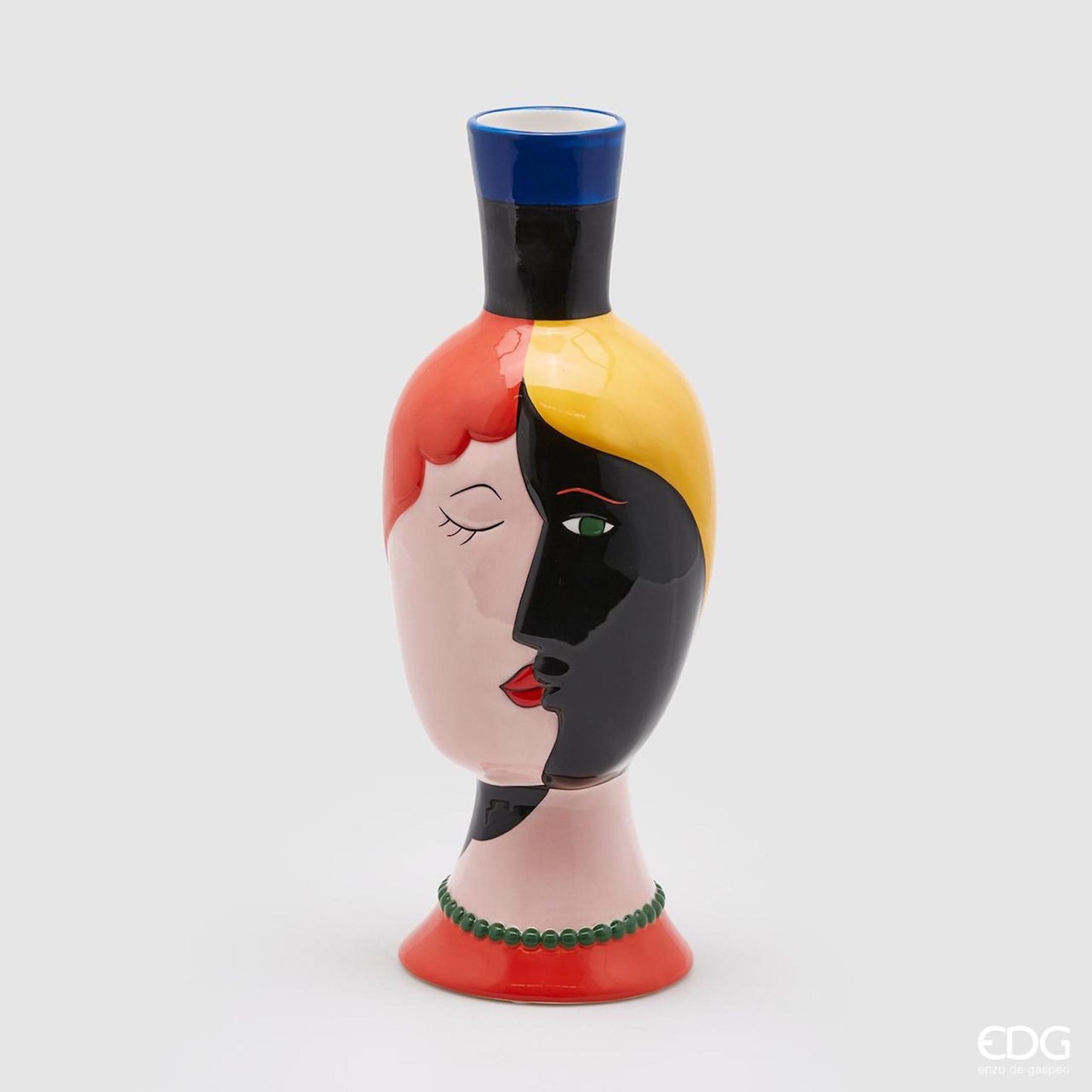 Italiving Keramikvase Dekovase Picasso III - Profile von 2 Frauen - Keramik H 35 cm Ø 13 cm