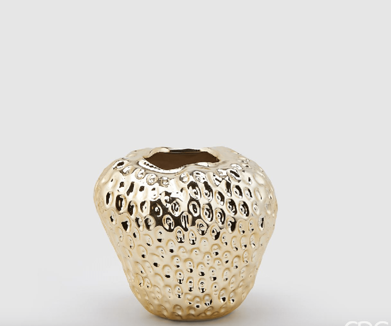 Italiving Keramikvase Erdbeervase Höhe 16 cm Ø 17 cm - Dekovase Keramik Goldlackierung