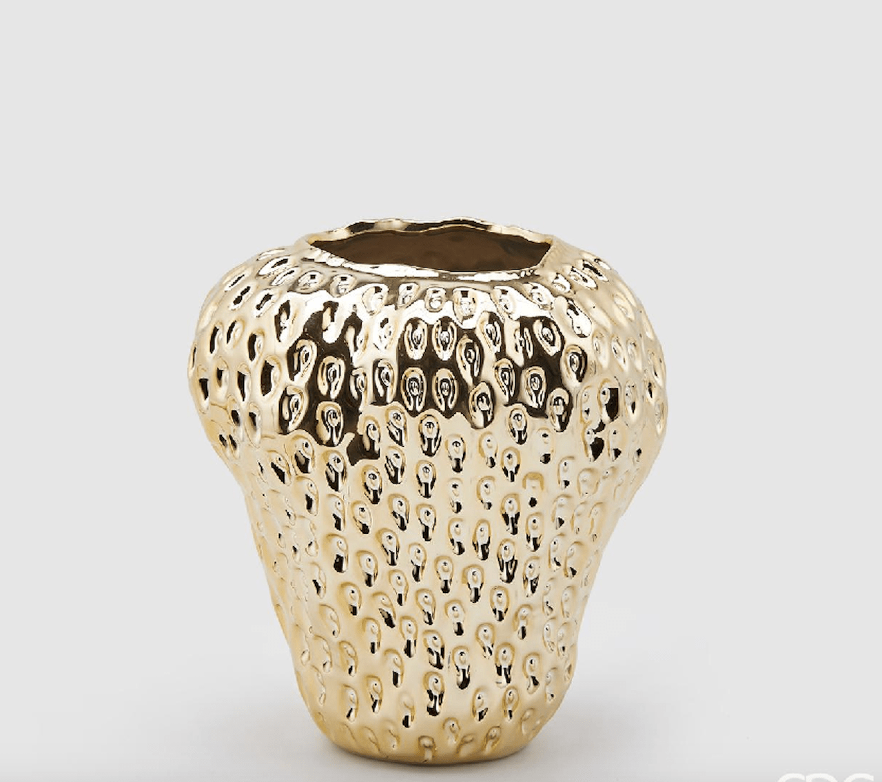 Italiving Keramikvase Erdbeervase Höhe 26 cm Ø 22 cm - Dekovase Keramik Goldlackierung