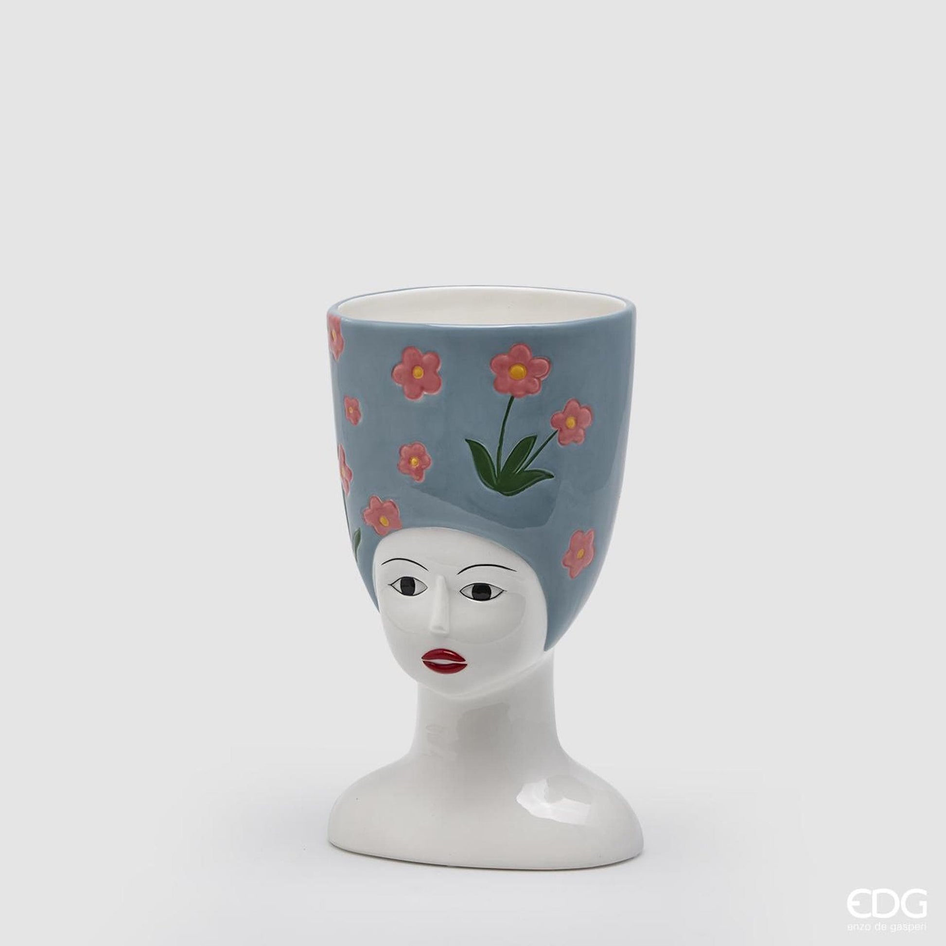Italiving Keramikvase Große Blumenvase Frauenkopf mit Hochsteckfrisur - H 29 cm Ø 20/16 cm