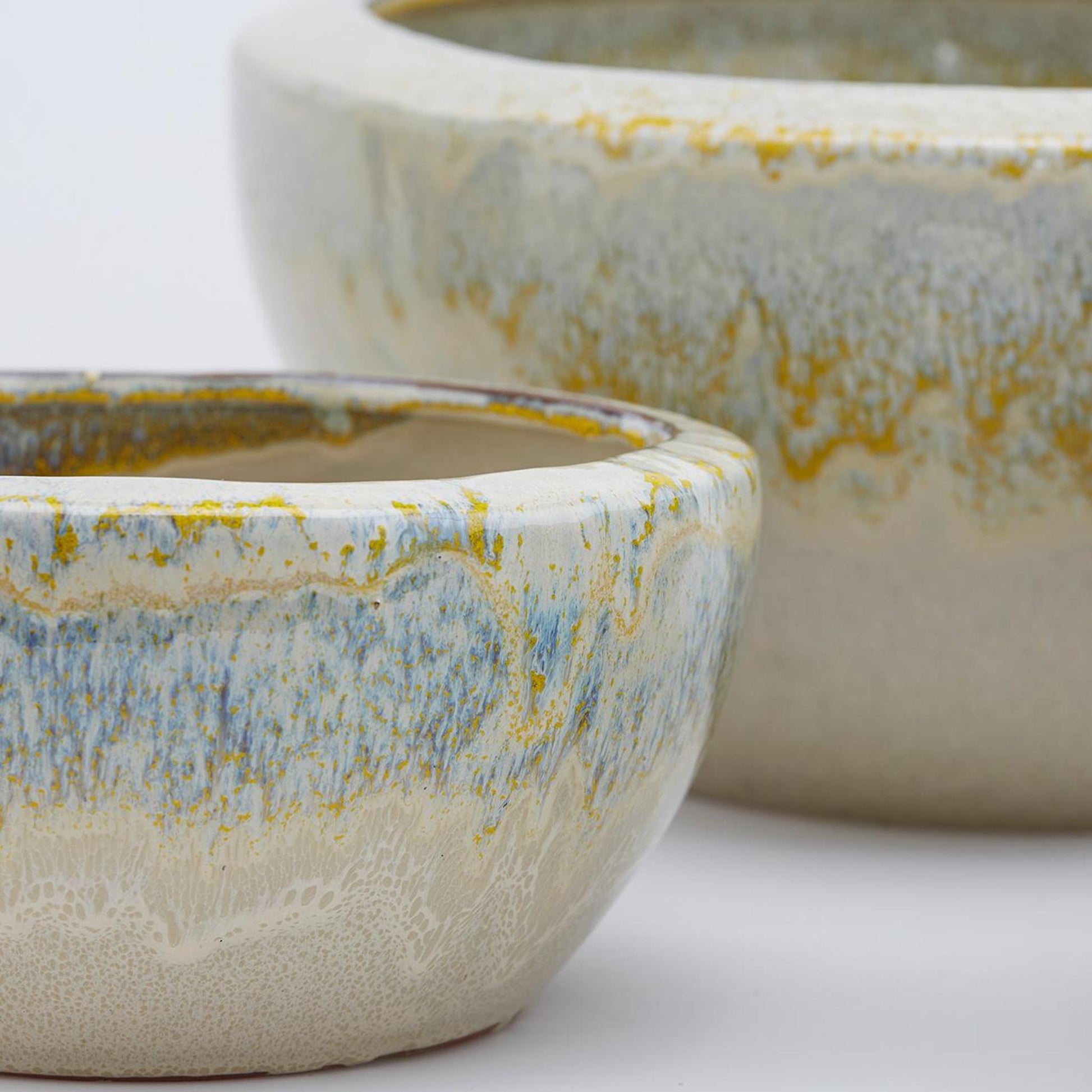 Italiving Keramikvase Mediterrane Pflanzschale Höhe 17 cm Ø 33 cm - glasierte Keramik frostsicher