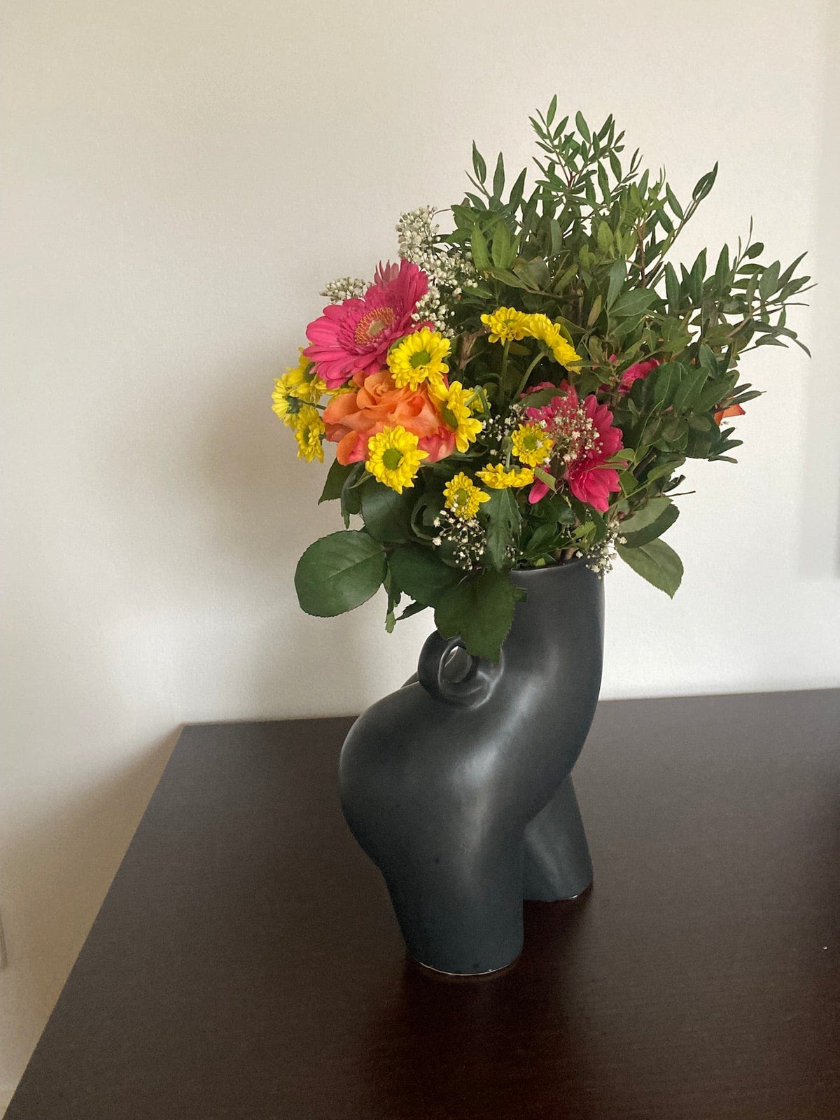 dekovase torso keramik dunkelgrau