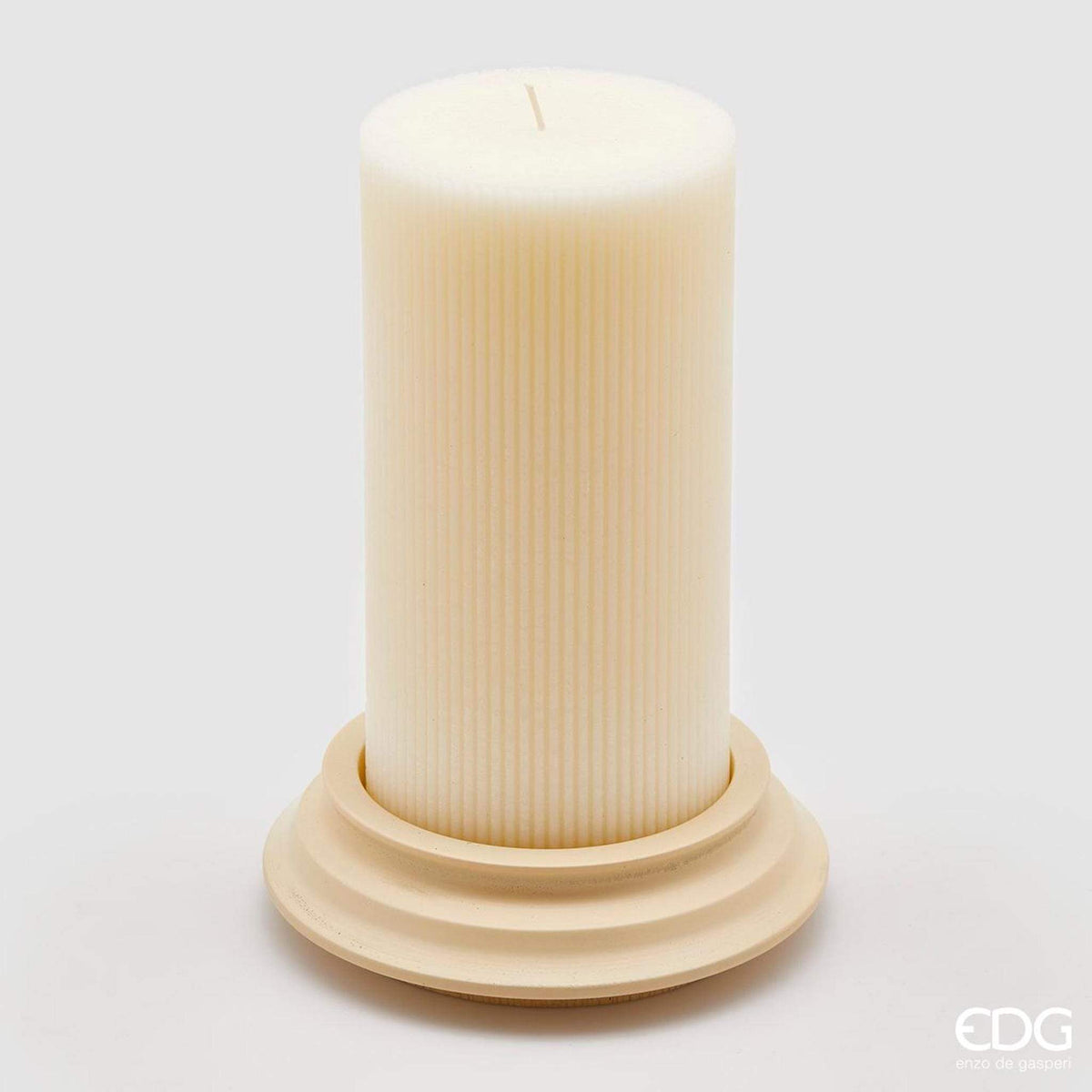 Italiving Kerze Creme Kerze antike Säule auf Keramiksockel in 3 Farbvarianten Höhe 21 cm Ø 10 cm