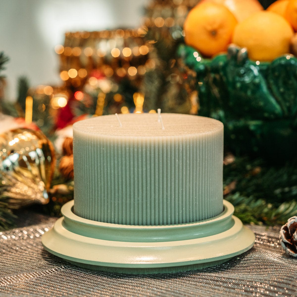 Italiving Kerze antike Säule mit Keramiksockel Höhe 10 cm Ø 15 cm in 3 Farben