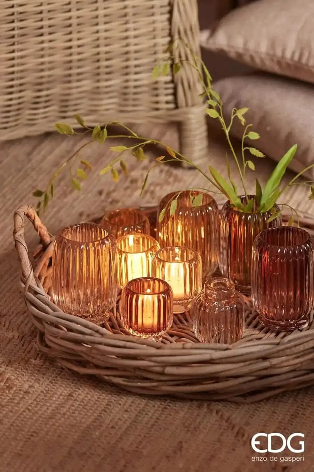 Italiving Kerzenglas 3-er Set Kerzengläser für Teelichter in zwei Farbkombis H 12 cm Ø 9 cm