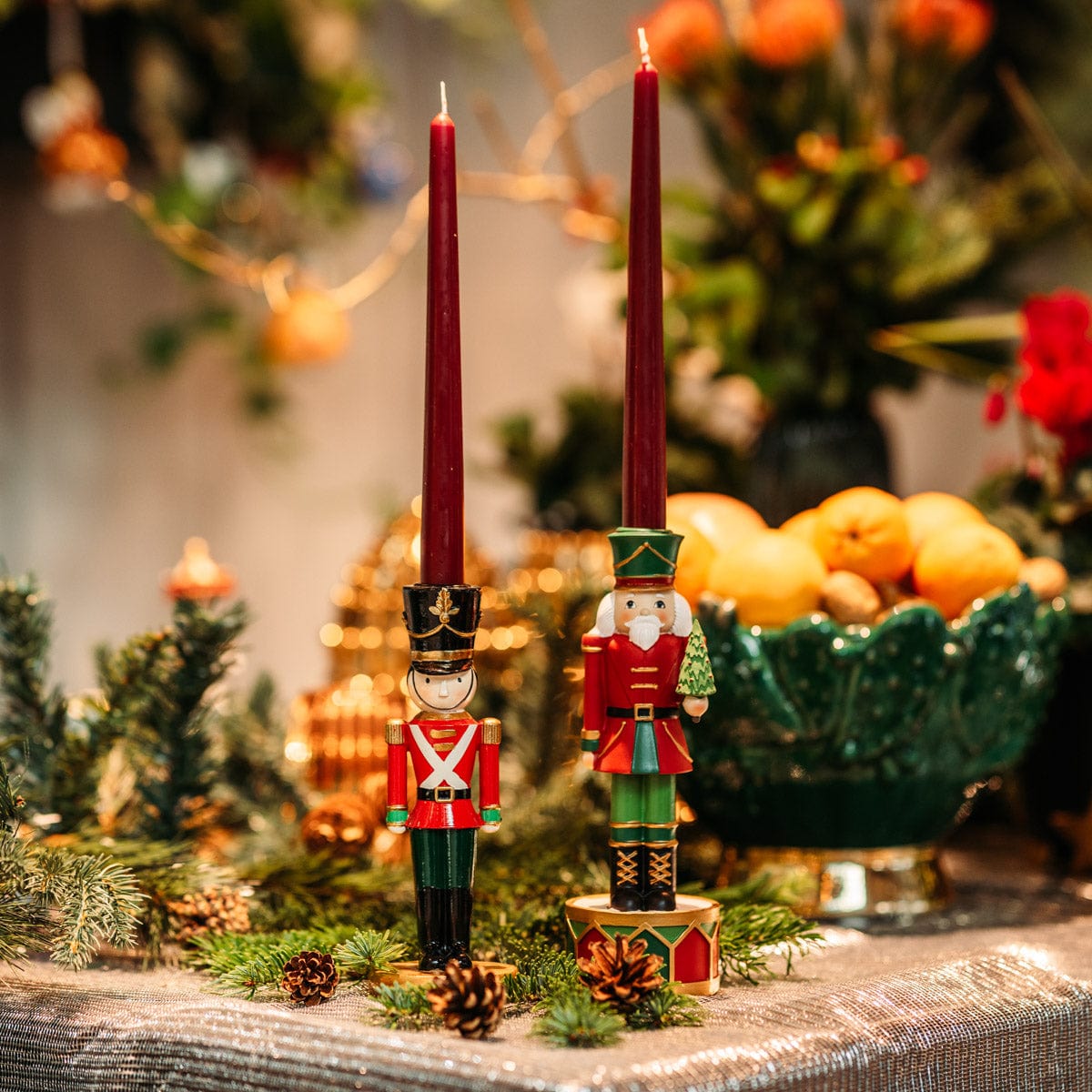 Italiving Kerzenleuchter Kerzenständer für hohe Kerzen Weihnachtssoldat mittelgroß