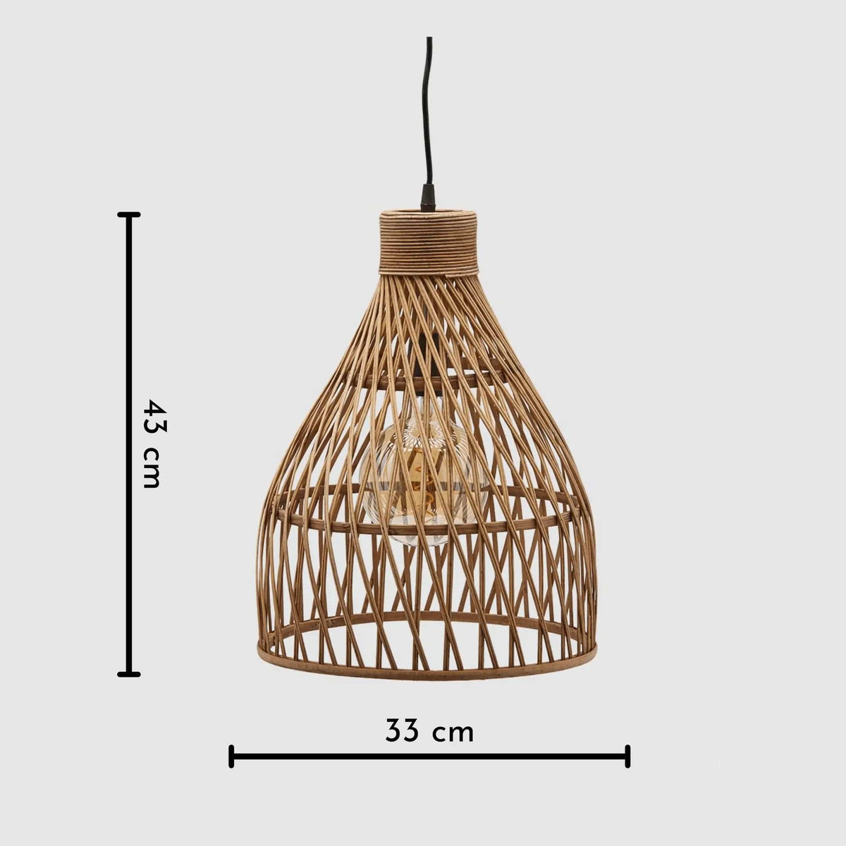 Italiving Lampe Deckenleuchte aus Naturmaterial Bambus Rautenmuster H 43 cm Ø 33 cm