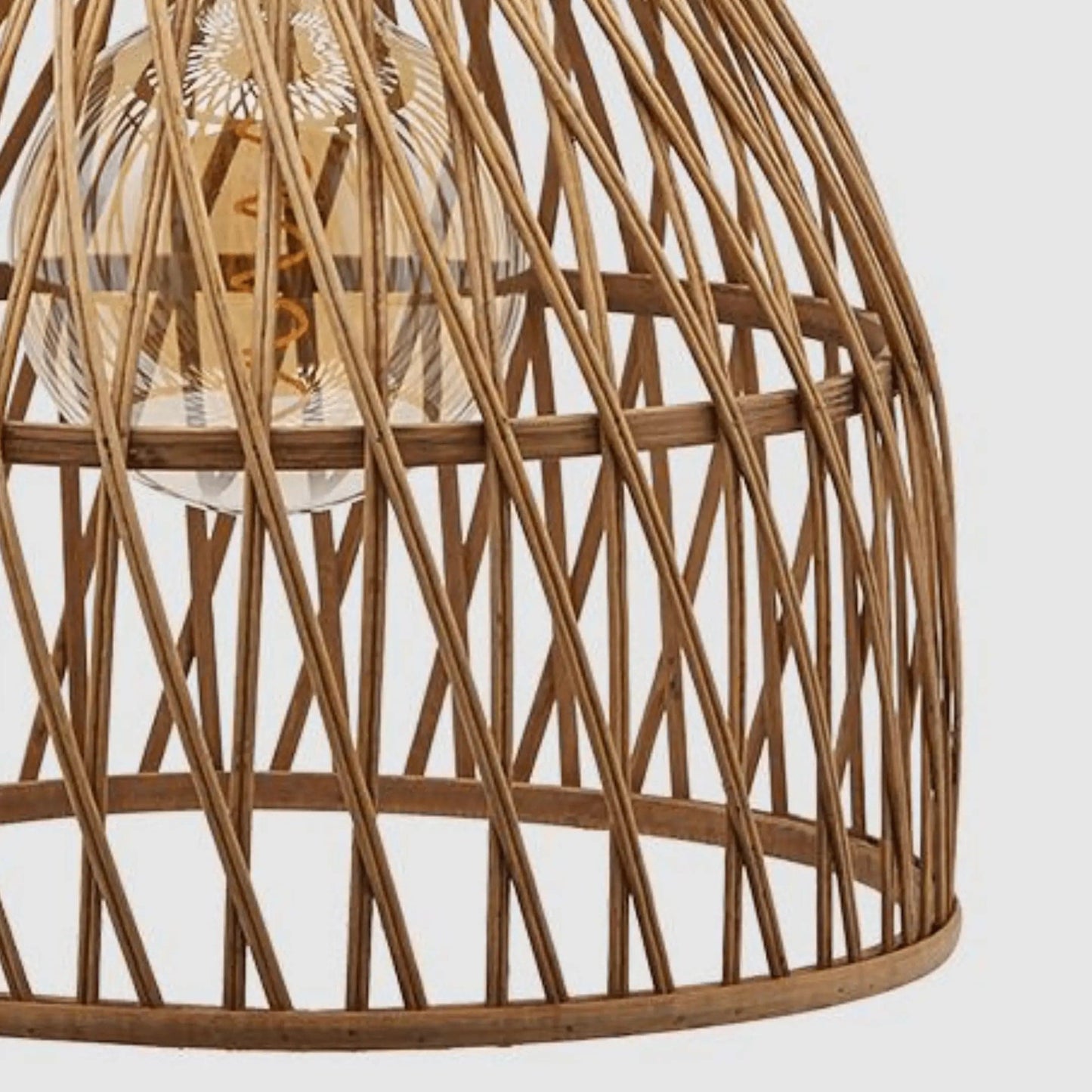 Italiving Lampe Deckenleuchte aus Naturmaterial Bambus Rautenmuster H 43 cm Ø 33 cm