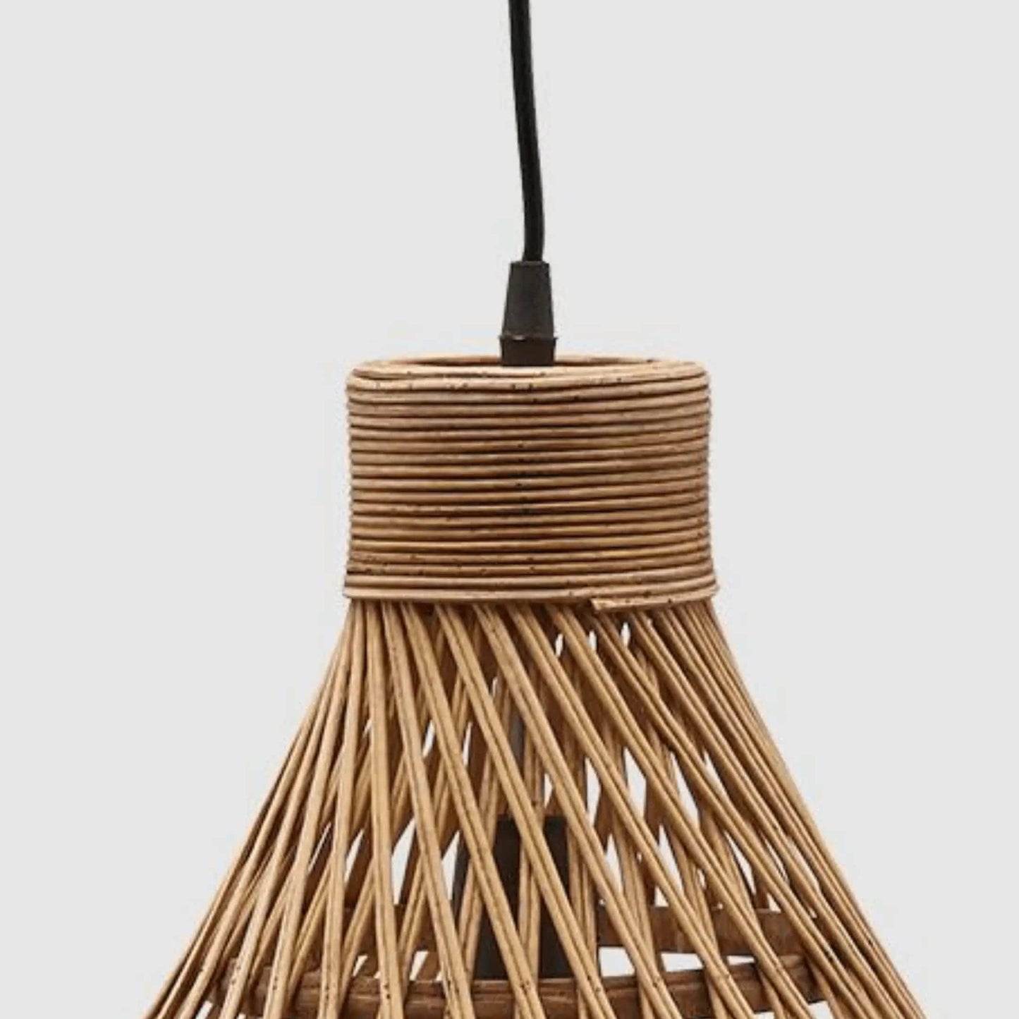 Italiving Lampe Deckenleuchte aus Naturmaterial Bambus Rautenmuster H 43 cm Ø 33 cm