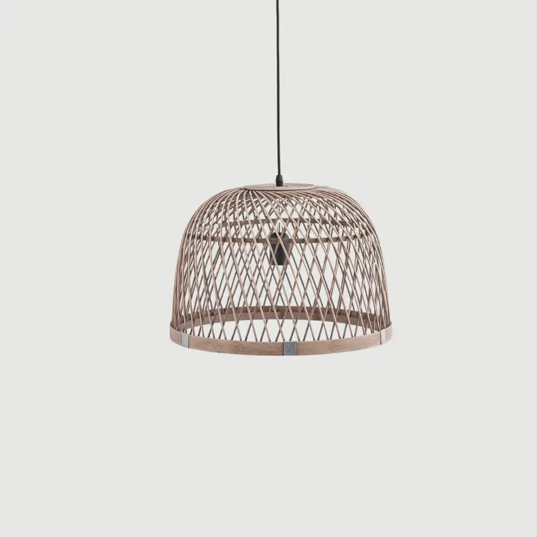 Italiving Lampe Deckenleuchte aus Naturmaterial Rattan Rautenmuster H 29 cm Ø 41 cm