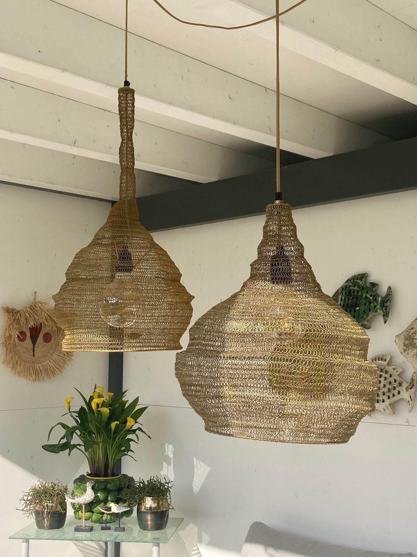 italiving Lampe Orientalische Deckenleuchte aus Messing für LED-Lampe - H 70 cm Ø 35 cm