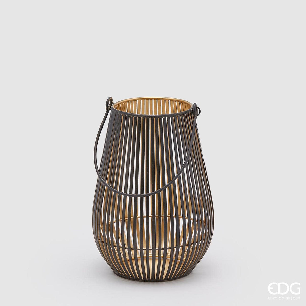 Italiving Laterne Runde Bodenlaterne mit Henkel und Stabmuster Höhe 25 cm Ø 19 cm