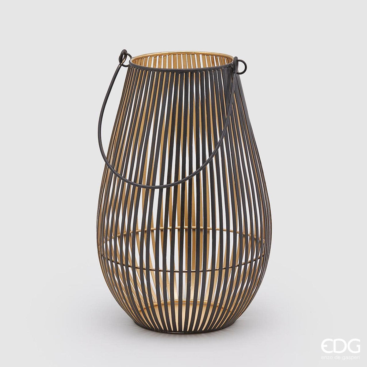 Italiving Laterne Runde Bodenlaterne mit Henkel und Stabmuster Höhe 34 cm Ø 22 cm