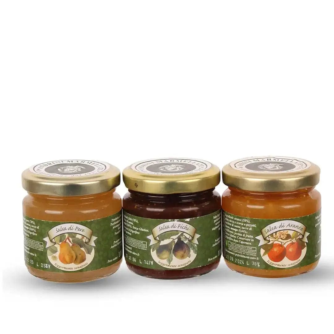 Italiving Marmelade 3er-Set italienische Früchte-Marmelade pikant mit 0,04% Senf