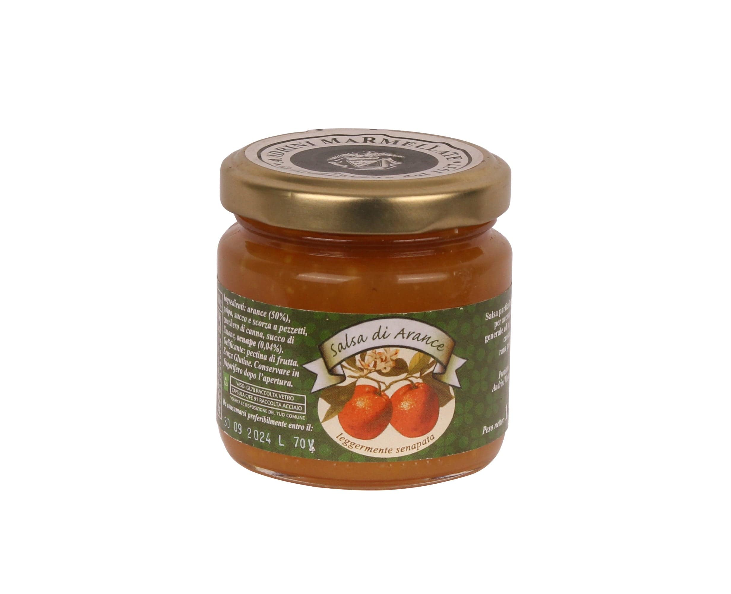 Italienische Orangenmarmelade pikant mit 0,05% Senf - Fruchtsauce Italienische Orangenmarmelade pikant mit 0,05% Senf - Fruchtsauce