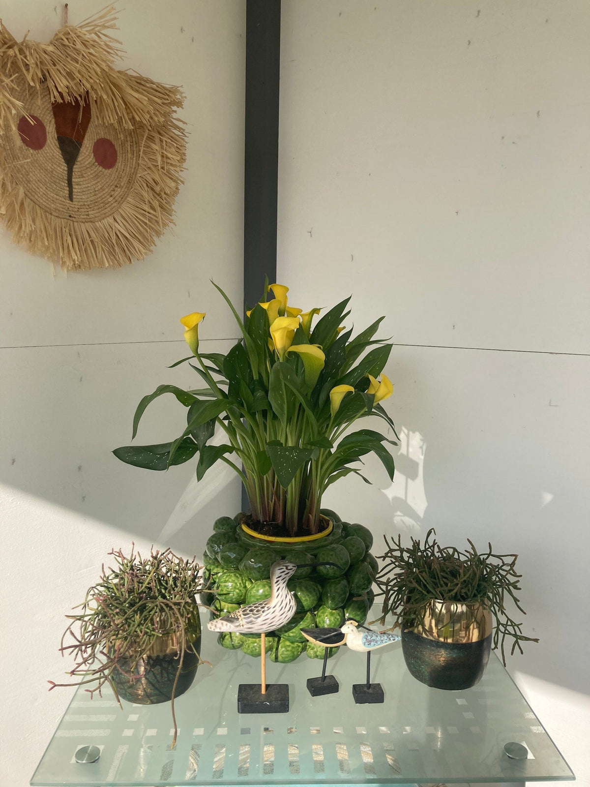 Italiving Metallvase Metall - Übertopf in Erdtönen mit breitem Goldrand Höhe 20 cm Ø 18 cm