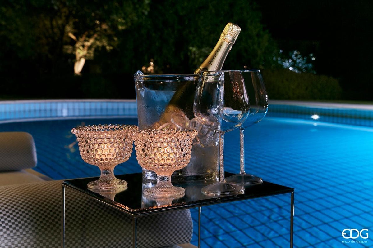 Italiving Schale Dessertschale mit Fuss aus Kristallglas - Höhe 12 cm Ø 13 cm