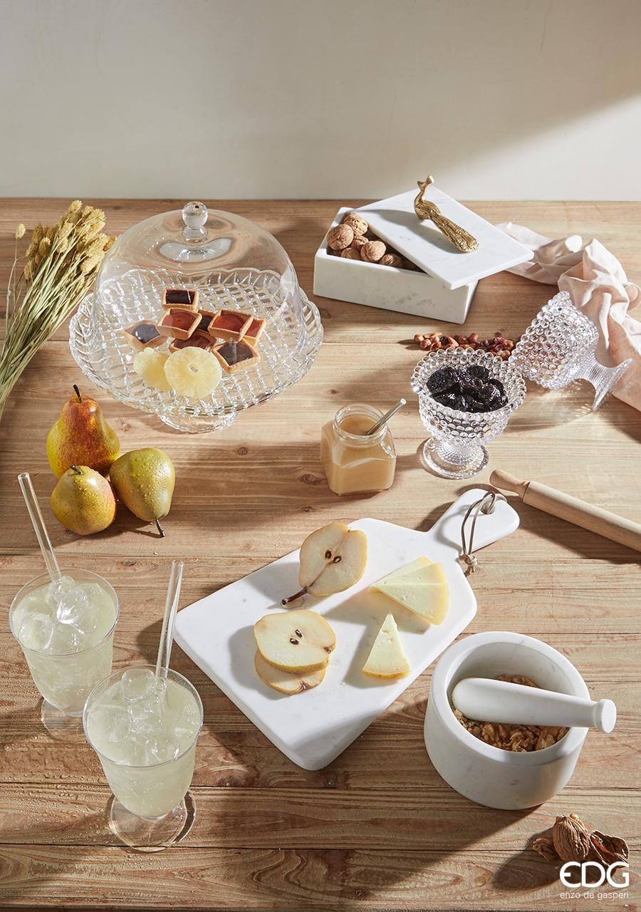 Italiving Schale Dessertschale mit Fuss aus Kristallglas - Höhe 12 cm Ø 13 cm