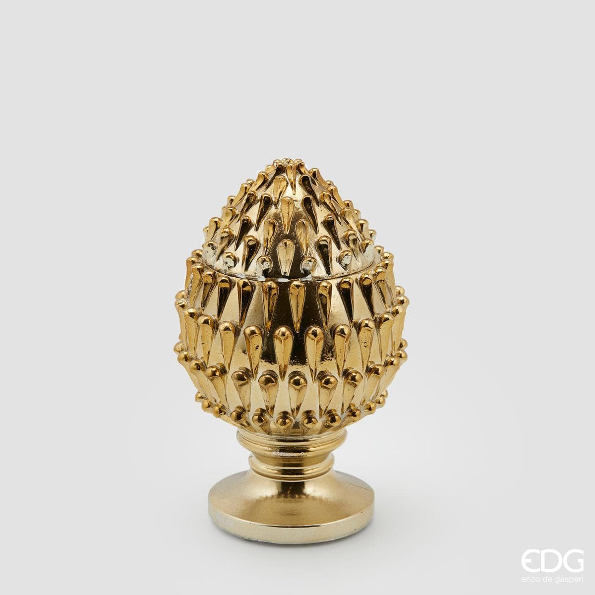 Italiving Skulptur Pinienzapfen - Keramik mit Goldlackierung Höhe 24 cm Ø 15 cm