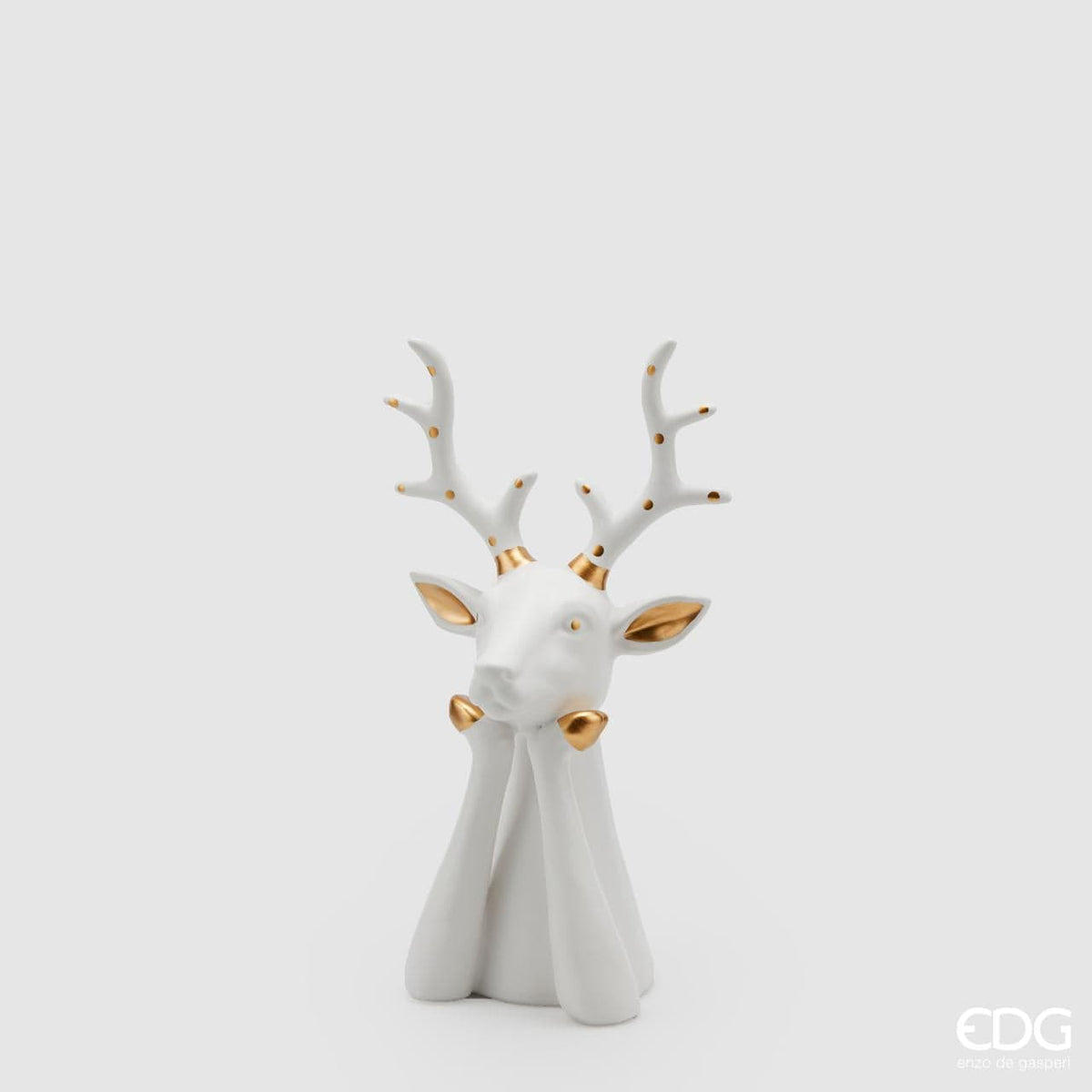 Italiving Skulptur Wohnzimmerdeko Skulptur denkendes Rentier- glasierte Keramik H 27 cm