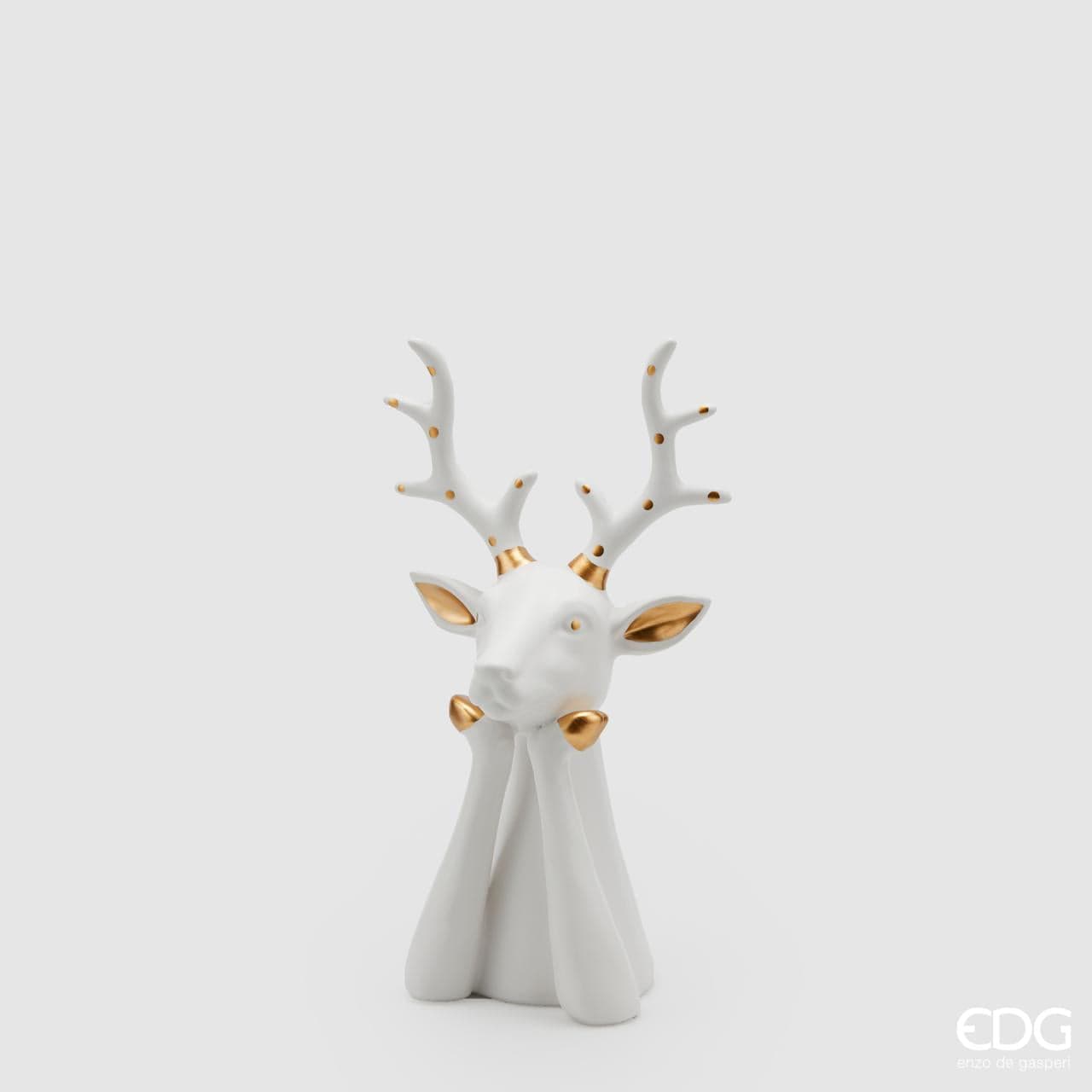 Italiving Skulptur Wohnzimmerdeko Skulptur denkendes Rentier- glasierte Keramik H 27 cm