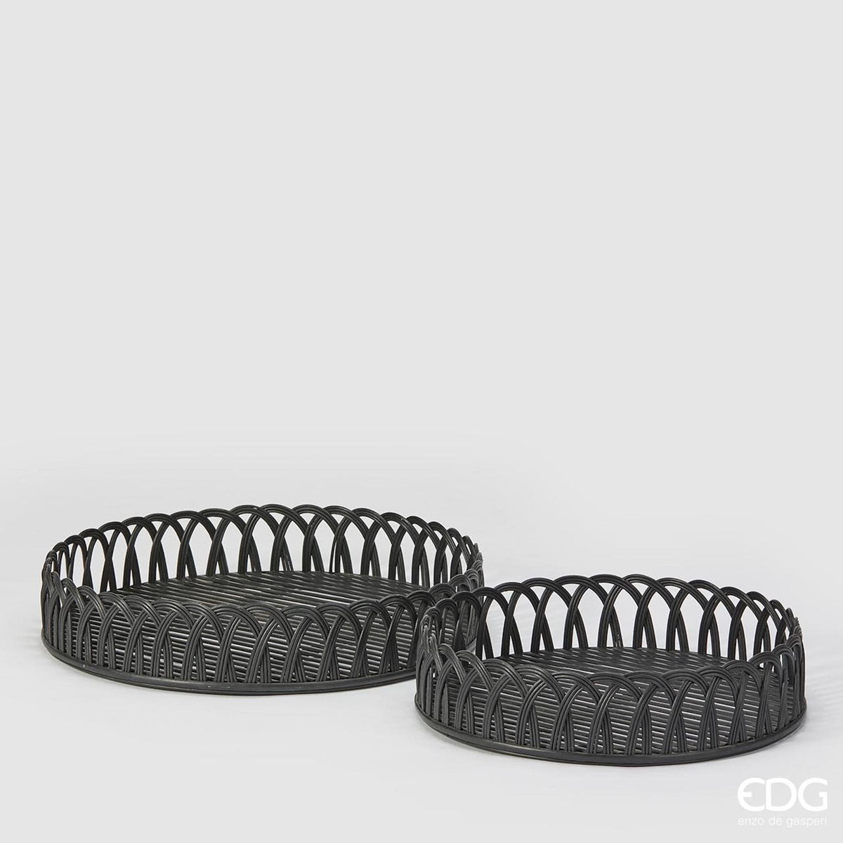 Italiving Tablett Serviertablett aus Bambus Ø 56 cm schwarz mit dekorativem Rand